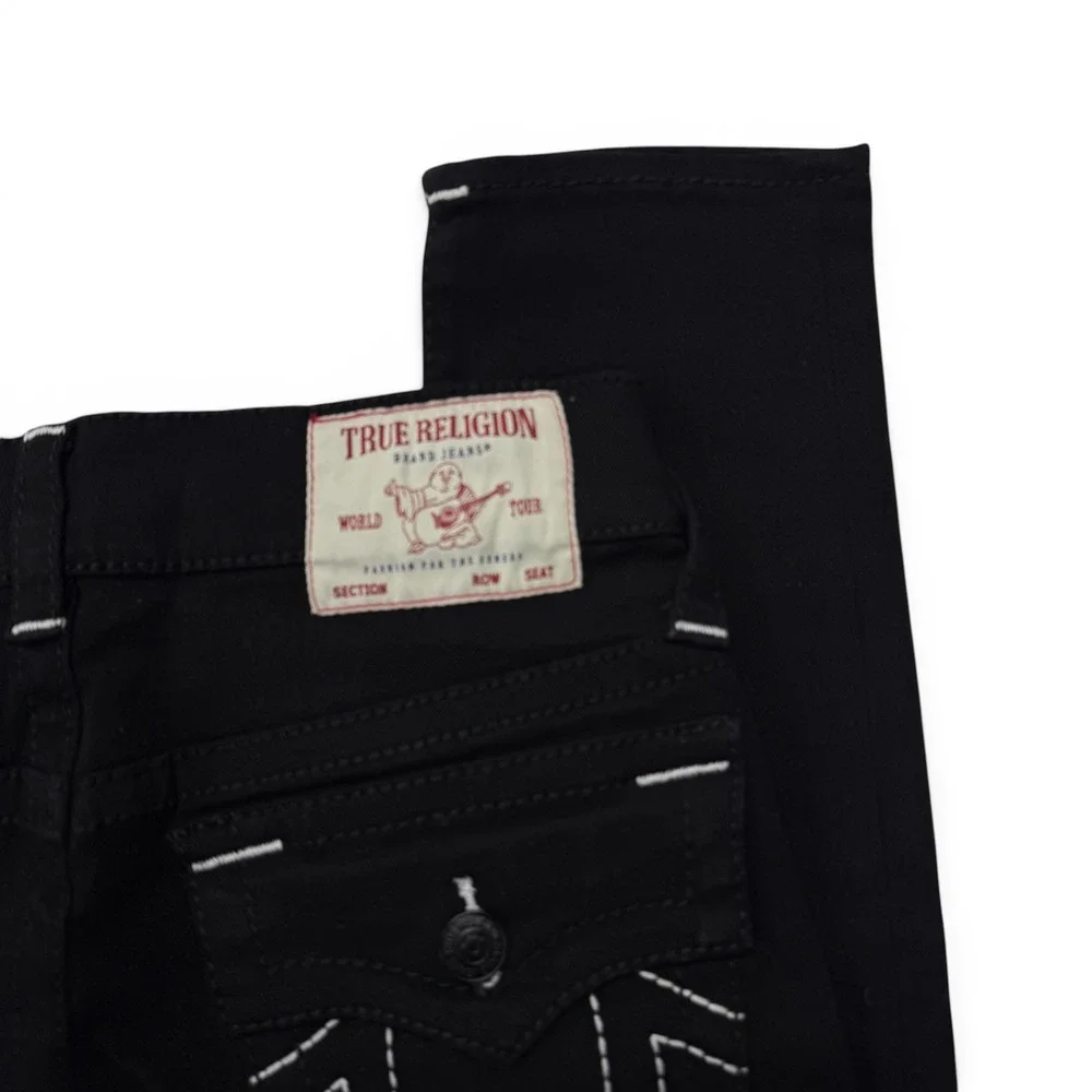 True Religion Rocco Relaxed Skinny Jeans Black Big T Flap Mens 29 NWT